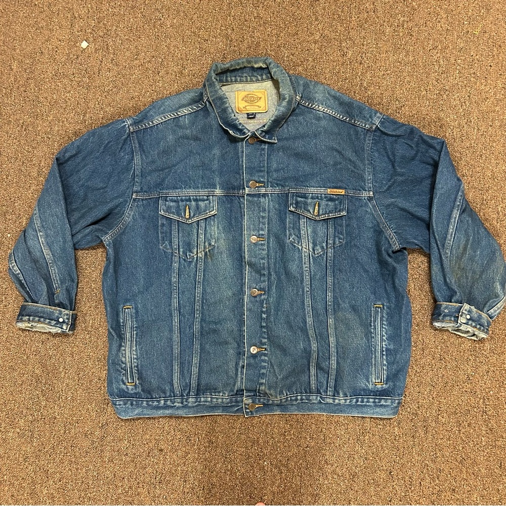 Dickies Classic Trucker Denim Jacket Mens 3XL Dark Blue Wash Casual Workwear